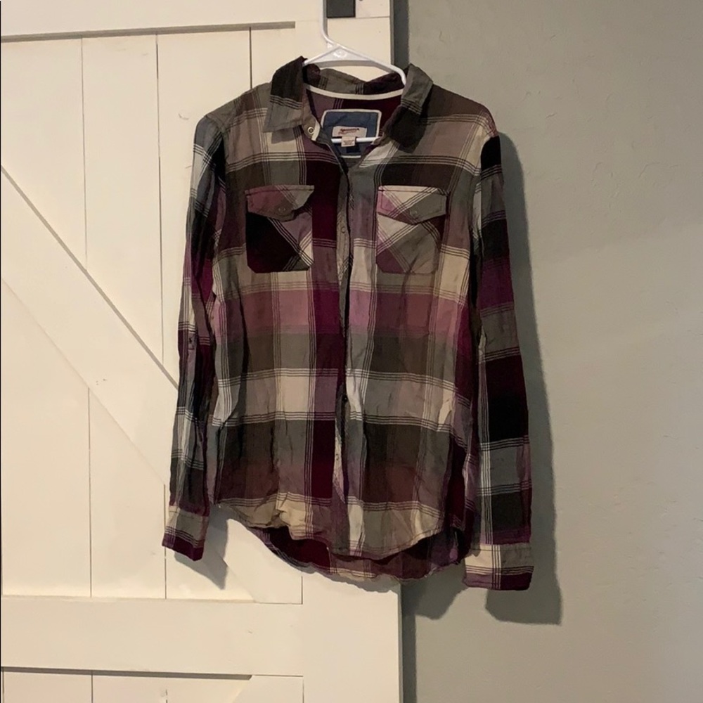 Purple Flannel Button Up with 2 Pockets